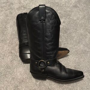 Vittorio Ricci Black Harness Western Cowboy Boots